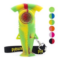 Hammer Shark Novelty Silicone Honey Straw with Travel Neck Lanyard, 4.4" Red/Yellow/Green