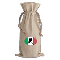 Hockey Player Italy Cotton Canvas Wine Bag, Cotton Drawstring Wine Pouch