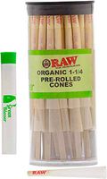 Raw Pre-Rolled Cones Organic 1 1/4: 100 Pack - Hemp Rolling Papers with Filters - Slow Burning Raw Cone Made from Hemp - Includes Green Blazer Doob Tube