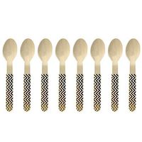 Amosfun 8 Pcs Wooden Cutlery Disposable Spoons Fork Knives Eco-friendly Utensil for Party Serving Wedding Christmas Birthday