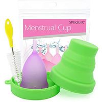 Spequix Wholesale Reusable Medical Grade Silicone Menstrual Cup Feminine Hygiene Lady Women Menstruation Cups with Sterilize Cup and 1Pcs Cleaning Brush (Large)