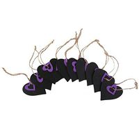 FENICAL Mini Wooden Gift Price Tag Purple Heart Shaped Hanging Price Tags 10pcs