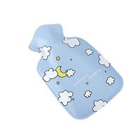 Warm Classic Small 0.1 L Hot Water Bottle Cute Cartoon Safe Water-Filled, Blue (Sky)