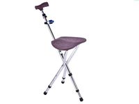 Yadianna Cozy Portable Walking Chair Medical Aid Folding Crutch with Seat and Flashlight for Elderly Disabled People