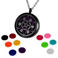 HOUSWEETY Aromatherapy Essential Oil Diffuser Necklace-Stainless Steel Locket Pendant,11 Refill Pads (Non-Engraving)