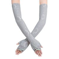 ECHERY Long Lace Floral Half Finger Sunscreen Arm Cooling Protective Sleeves for Men/Women Outdoor Activities UV Skin Protection