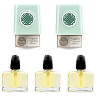 2 Plugables Sea Glass Electric Scented Oil Diffuser Home Fragrancers with 3 (Cotton Clouds) Aroma Oils