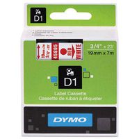 DYMO 45805 D1 Standard Tape Cartridge for Dymo Label Makers, 3/4in x 23ft, Red on White