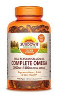Sundown Complete Omega Wild Alaskan Salmon Oil Softgel, 1400 mg, 90 Softgels (Packaging May Vary)