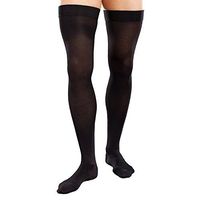 Ease Opaque Men's Thigh Highs with Moderate (20-30mmHg) Compression (Large Short, Black)