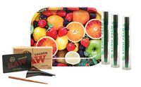 King Palm Single Pack Slim Cone (3 Pack), RAW Cone Loader, with Leaf Lock Gear Mini Rolling Tray (Fruit)- 5 Item Bundle