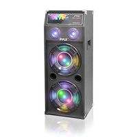 Passive Tower PA Speaker System - High Powered 1400W Disco Jam Outdoor Portable Sound Speakers w/ Dual 12" Subwoofer, 3" Tweeter, LED DJ Lights - 35mm Stand Mount, Handles - Pyle Pro PSUFM1240P