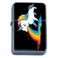 Rainbow Unicorn Flip Top Dual Torch Em1 Smoking Cigarette Silver Refillable Dual Flame
