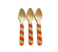 Perfect Stix Striped Spoon 110 36- Orange Printed Wooden Spoons with Orange Striped Pattern, 4.5" (Pack of 36)