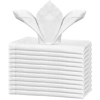 GLAMBURG Cotton Dinner Napkins Set of 12, Cloth Dinner Napkins 18x18, Soft and Comfortable Cocktail Napkins, Wedding Dinner Napkins with Mitered Corners and Hemstitched - White
