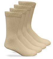 Carolina Ultimate Mens Non-Binding Diabetic Rib Dress Crew Socks 4 Pair Pack (Shoe Size: 9-13 / Sock Size: 10-13, Khaki)