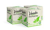 Veeda 100% Natural Cotton Compact BPA-Free Applicator Tampons Chlorine , Toxin and Pesticide Free, Regular,  3 Boxes of 16 Count Each