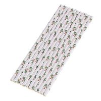 PRETYZOOM 50pcs Hawaiian Party Straws Coconut Tree Pattern Paper Straws Drinking Straws for Luau Party BBQ Decoration