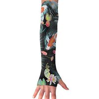 Koi Japanese Water Garden Arm Sleeves, Cool Arm Sleeves UV Protection For Men Women Youth Arm Warmers For Cycling Golf Baseball Basketball Tattoo Cover Elbow Sleeves