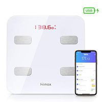 HIMOX Smart Body Fat Scale, USB Rechargeable Bluetooth Scale Bathroom Digital Weight Scale Tracks 23 Key Compositions Analyzer, 6mm-Thick Glass, 400 lbs (BS002W) (BS001W)