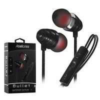 Ultra Acellories Bullets Superior Fabric W Built-in Mic High Performance Earbuds for iPhone Samsung Android HTC LG Pixel (Black)