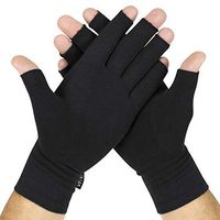 Vive Rheumatoid Arthritis Gloves - Men and Women Fingerless Compression Wrap for Hand Pain and Osteoarthritis - Black Hand Wrap for Arthritic Joint Symptom Relief - Open Finger Fit