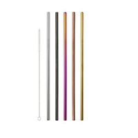 EORTA Stainless Steel Drinking Straws Reusable Long Metal Straws for Cold Beverage Cleaning Brush Included Various Colors 5 Straight + 1 Brush
