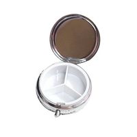 Gracefulvara Small Round Metal Three Compartment Capsule Portable Environmental Protection Pill Box