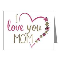 Note Card I Love You Mom Burlap and Pink Heart