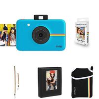 Polaroid Snap Instant Digital Camera (Blue) with Extra Paper, Album, Case, Colorful Neck/Hand Strap