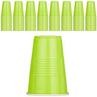 DecorRack 80 Party Cups, 16 oz -BPA Free- Plastic Soda Cups, Perfect for Birthday, Picnic, Indoor and Outdoor Event, Stackable, Reusable, Disposable Round Beverage Drinking Cup, Green (Pack of 80)