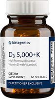 Metagenics - D3 5000 + K, 60 Softgels, Vitamin D and Vitamin K - Non-GMO and Gluten-Free