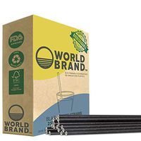 World Brand 250 Count Black Paper Straws - Biodegradable Drinking Straws - Eco-Friendly Party Supplies - Plastic & Dye Free - Perfect for Juices, Shakes, Smoothies, Ice Coffee & More (Black Standard)