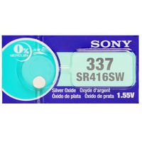 Sony 337 (SR416SW) 1.55V Silver Oxide 0% Hg Mercury Free Watch Battery (15 Batteries)