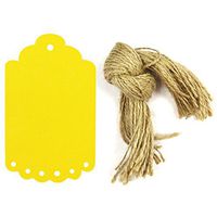 Wrapables 50 Count Gift Tags/Kraft Hang Tags with Free Cut Strings for Gifts, Crafts and Price Tags, Large Scalloped Edge, Yellow
