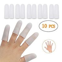 Silicone Finger Protectors,Gel Finger Cots Waterproof Silicones Finger Support Sleeves Covers for Crack, Peel, Calluses Hands and Trigger Fingers (10 Pcs White)
