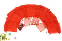 Wuligirl 100pcs Sheer Organza Bag 4X6 with Drawstring Jewelry Pouches Bags for Party Wedding Favor Candy Seashell Gift Bags (Bright Red)