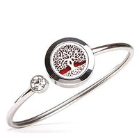 Essential Oil Diffuser Bracelet - Magnetic Locket Bracelets - Best for Aromatherapy - Perfume, Fragrance, Scent Diffusers for Women and Girls (Medium, Tree of Life with Crystal)