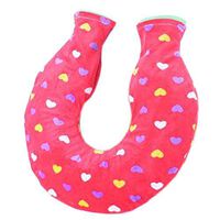 1.6L U-Shape Hot Water Bottle Water-Filled Villus Cover Water Bag, Red