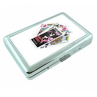 Perfection In Style Metal Silver Cigarette Case Vintage Playing Cards Design 012