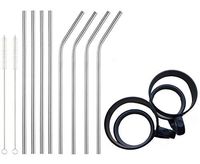 Lepilion Handle COMBO Pack Accessories Kit | 2 Handles + 8 Stainless Steel Straws + 2 Cleaning Brushes | Black | Fits YETI Rambler Tumbler Mug 30 oz | RTIC SIC Cups Ozark Trail Berg Accessory