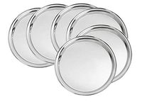 King International Stainless Steel Plates, stainless steel round quarter plate set of 6 pieces-18.5 cm, stainless steel dishes, dinner plates, camping plates set, stainless steel plates for kids
