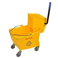 Household appliances Commercial mop Bucket and Side Pressure Wring Combination, Plastic mop Bucket with Press Bending The Side Tube, 32L/24L Capacity 360° Rotating mop Squeezer, Yellow