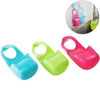 Olpchee 3Pcs Silicone Drain Holes Hanging Sponge Holder Sink Caddy Organizer with Snap On Faucet for Kitchen Bathroom(1Rose + 1Green + 1Blue)