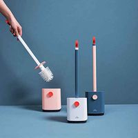 Flurries Compact Freestanding/Wall-Mounted Toilet Brush and Holder Set - Bathroom Cleaning Tool - Bowl Cleaner for Storage and Organization - Covered Brush, Splash Guard Handle (Pink)