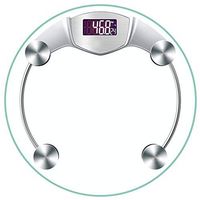 YUN HAI Non-Slip Digital Weight Scale with Temperature Measurement, Square Bathroom Body Scale with Tape Measure, Tempered Glass, LCD Display, White