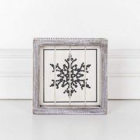 6" X 6" X 1.5" Wood Framed Sign (Snowflake), White/Black – 75207
