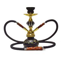 Hose Shisha Set with 2 Hose Party Hookah Smoking Without Nicotine Narghile Pipe Glass,Black