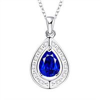 Silver Necklaces Pendant Jewelry Birthday Gifts Presents Gemstone for Women Anniversary Zirconia Crystal