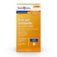 Amazon Basic Care Maximum Strength First Aid Triple Antibiotic Pain Relieving Ointment, 3 Ounces